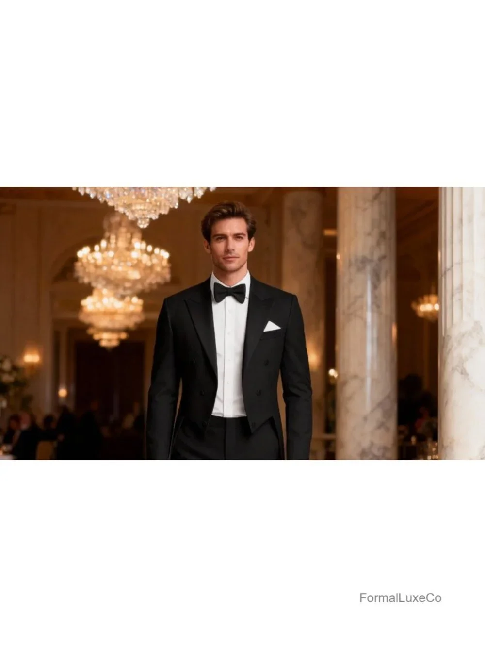 Men's Slim Fit Single Breasted Tailcoat 2 Piece Suit Swallow Tail Wedding